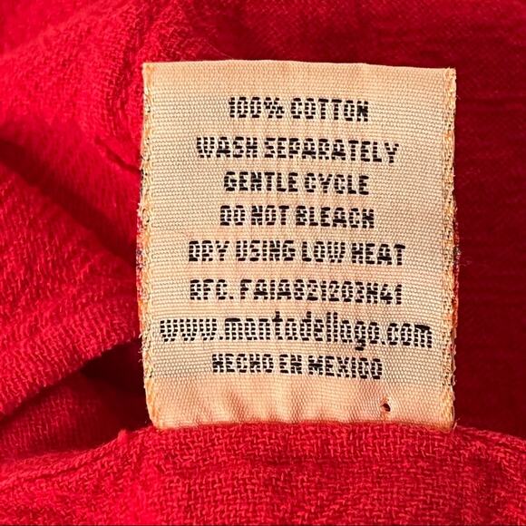 Manta Del Lago Red Summer Top Lightweight Cotton Shirt Women XS - Picture 10 of 16